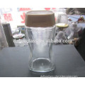 16OZ custom made sqaure shape glass coffee jar with screw plastic lid glass jar for high-end market